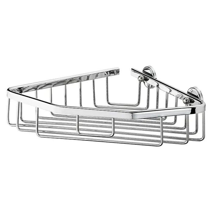 Camargue Cesta de baño angular Lela - 30,7 x 21,3 x 6,2 cm, Aluminio, Cromo - Estante de ducha de esquina cromado para baños con un diseño simple.