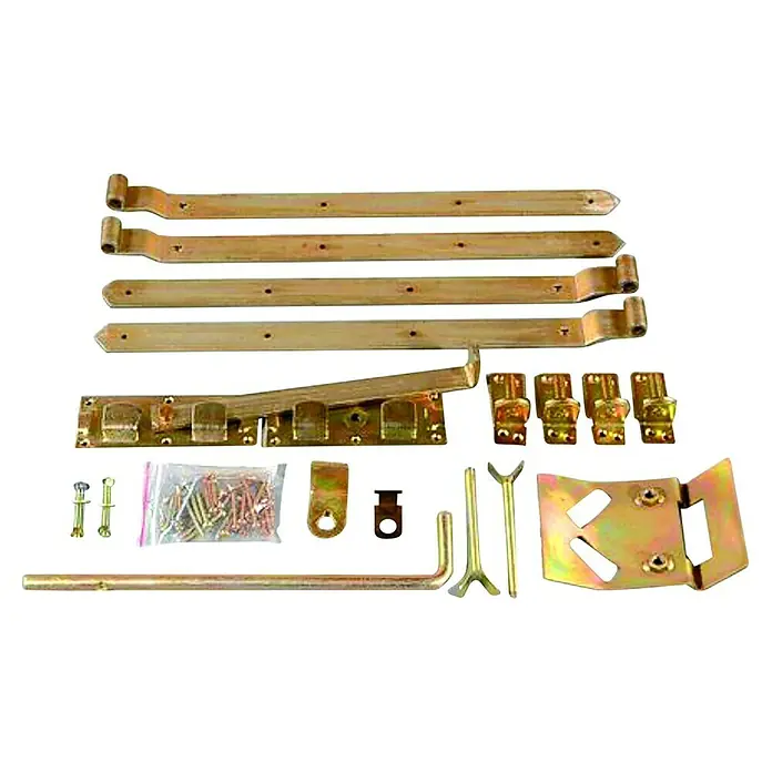 T & J Doppeltorbeschlag - L x B x H: 5 x 30 x 60 cm, Stahl - Ein umfassendes Set aus Beschlägen, ideal für die Konstruktion oder Reparatur von Toren, mit robusten Scharnieren und zuverlässigen Riegeln.