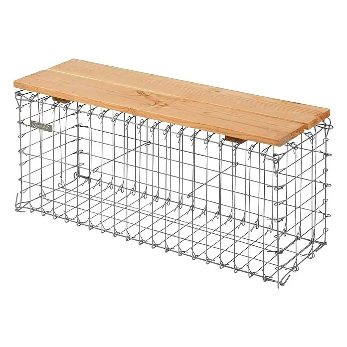 Bellissa Gabionenbank - 100 x 30 x 46 cm, Metall, Maschenbreite: 50 mm, Maschenhöhe: 100 mm - Stilvolle Gabionenbank mit Holzauflage für den Außenbereich. Die robuste Konstruktion und das natürliche Design machen sie zum Blickfang in jedem Garten.