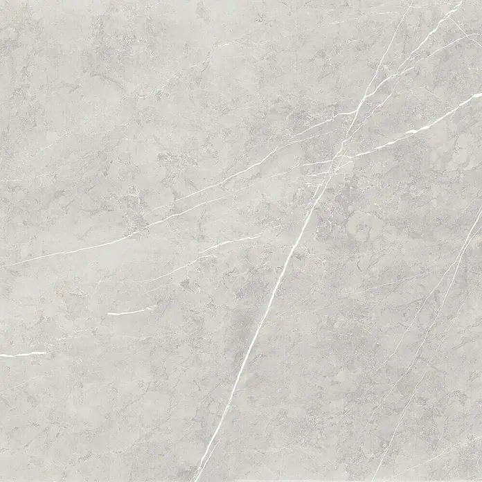 Feinsteinzeugfliese Ciana Grey - 60 x 60 cm, Grau, Glänzend - Graue Marmorfliese mit weißen Adern für stilvolle Innenräume. Ideal für moderne Boden- und Wandgestaltungen mit elegantem Touch.