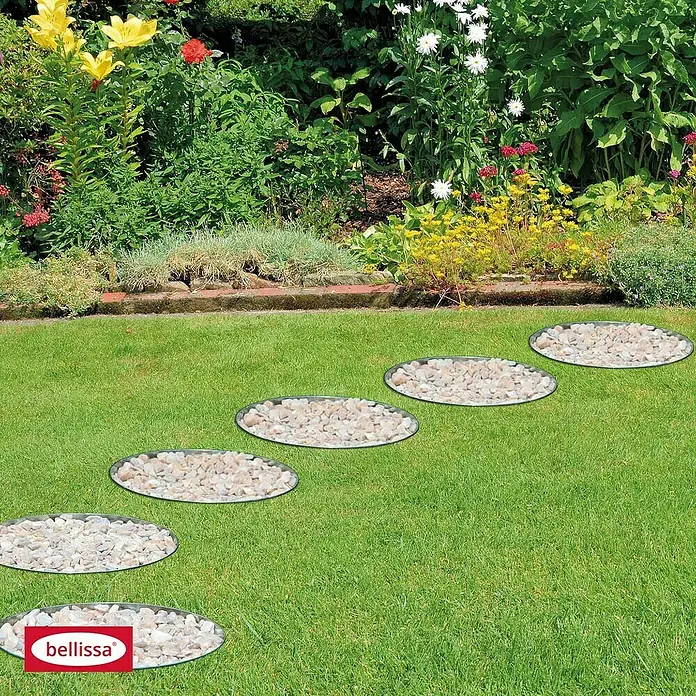Bellissa Rasenkante Kreis - 30 x 13 cm, Stahl, Verzinkt - Bellissa Trittplatten aus Marmorkies im Garten. Die Trittplatten sind ideal für Gartenwege und bieten einen sicheren Tritt auf Rasenflächen.