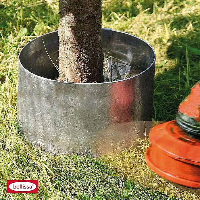 Bellissa Rasenkante Kreis - 40 x 13 cm, Stahl, Verzinkt - Der Bellissa-Rasenkantenschutz aus Metall schützt junge Bäume vor Beschädigungen durch Rasenmäher und sorgt für einen sauberen Abschluss.