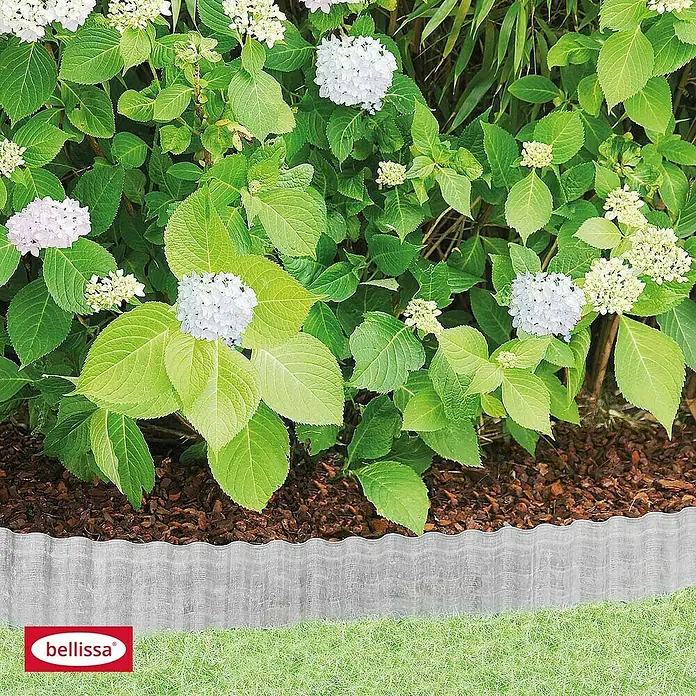 Bellissa Rasenkante Welle - 500 x 14 cm, Metall, Verzinkt - Gartenbordüre "Bellissa" aus robustem Material für eine klare Beetabgrenzung und stilvolle Gartengestaltung.
