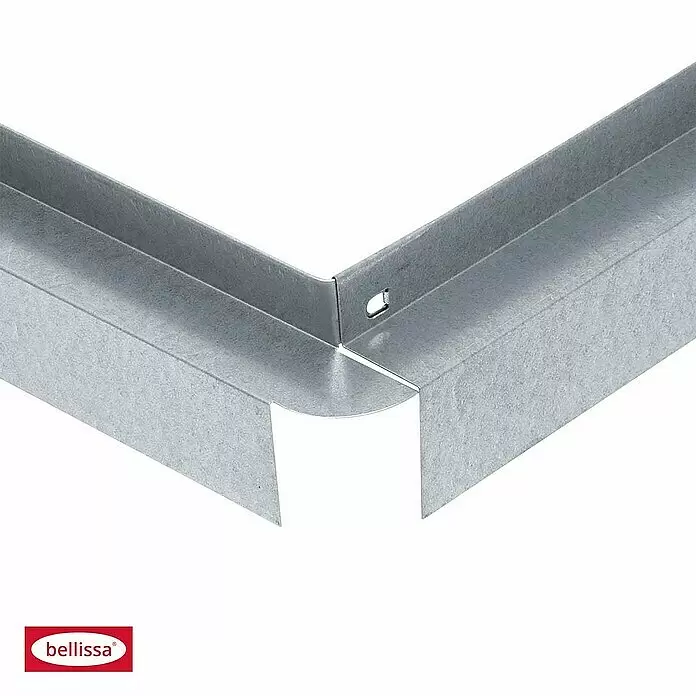 Bellissa Rasenkante Comfort - 118 x 9 cm, Metall, Verzinkt, Mähkante - Eckverbindung aus verzinktem Stahlprofil für abgehängte Decken oder Rahmen.