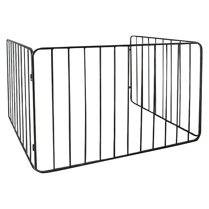 Lienbacher Barrera de seguridad - An x Al: 280 x 74 cm, Negro - La imagen muestra una rejilla metálica rectangular negra que puede utilizarse como puerta de seguridad o barrera. Se destaca sobre un fondo negro.