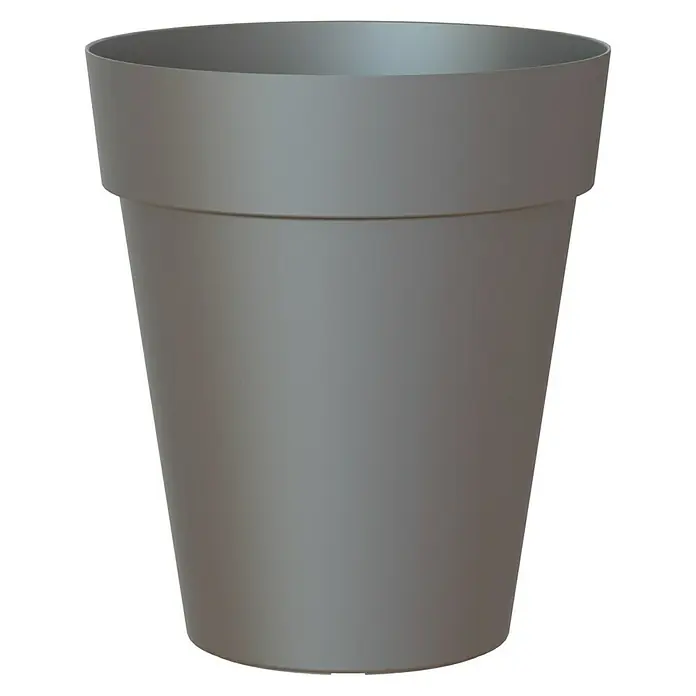 Artevasi Capri Pflanztopf - Außenmaß (Ø x H): 40 x 46,3 cm, Kunststoff, Anthrazit - Eine graue Kunststoff-Blumenvase mit einem breiten Rand, ideal für Zimmerpflanzen und Gartenliebhaber, die stilvolle Pflanzgefäße suchen.