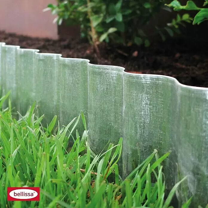 Bellissa Rasenkante Welle - 500 x 20 cm, Metall, Verzinkt - Transluzente, wellenförmige Gartenumrandung trennt Rasen von Beet.