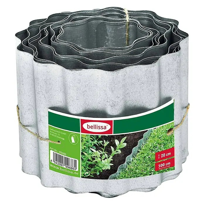 Bellissa Rasenkante Welle - 500 x 20 cm, Metall, Verzinkt - Eine Rolle Bellissa Rasenkanten aus Metall, ideal zur Abgrenzung von Rasenflächen und Beeten im Garten. Praktisch und langlebig.