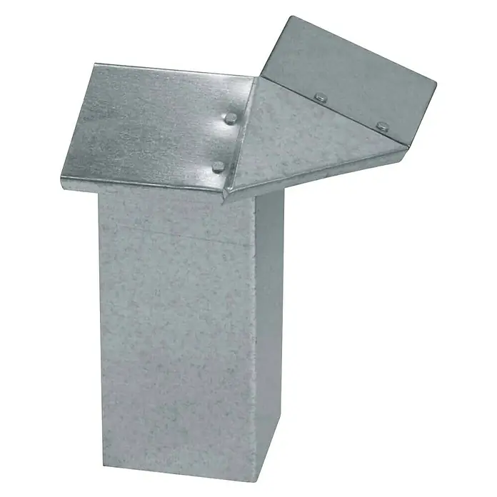 Bellissa Schneckenblech Eckteil - Stahl, Verzinkt, 7 x 7 x 20 cm - Abbildung eines verzinkten Entlüftungsrohrs mit Klappe, ideal für Abluftsysteme und zur Belüftung von Räumen, robust und langlebig.