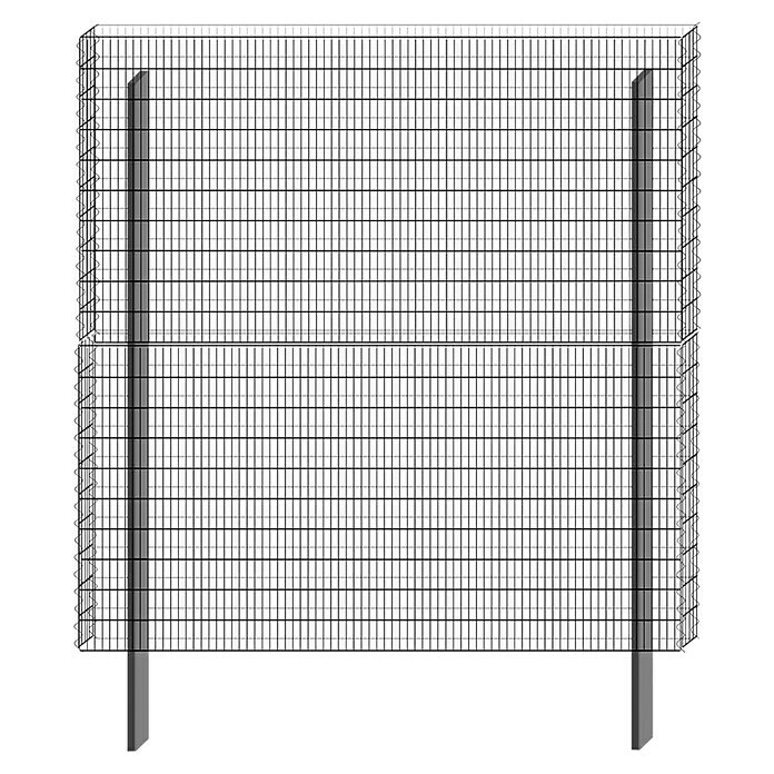 Bellissa Gabione BP-10 Grundbausatz Paravento  (197,8 x 12 x 201 cm, Silber)