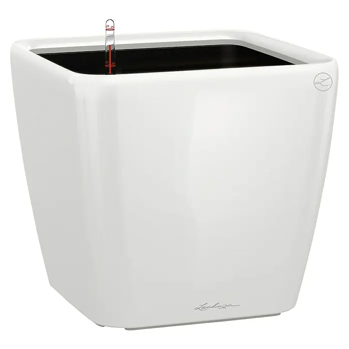 Lechuza Pflanzkasten Quadro Premium - Außenmaß (L x B x H): 28 x 28 x 26 cm, Kunststoff, Weiß - Weißer Lechuza Classico LS 28 Pflanztopf mit Füllstandsanzeige, ideal für Zimmerpflanzen. Stilvolles Design für jeden Raum.
