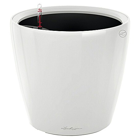 Lechuza Classico Pflanztopf Premium LS (Außenmaß (Ø x H): 28,5 x 26 cm, Kunststoff, Weiß Hochglanz)