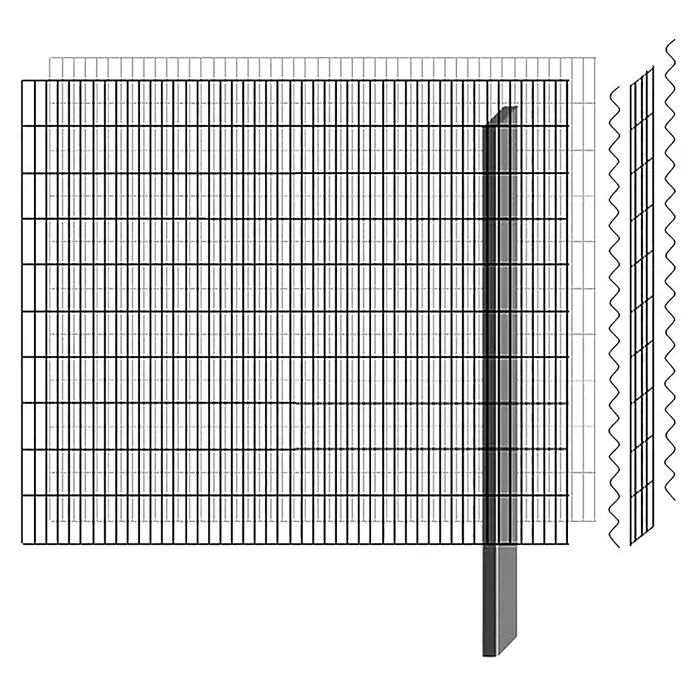 Bellissa Gabione Erweiterung BP-E1 Paravento117,8 x 12 x 50,5 cm, Stahl, Maschenbreite: 25 mm, Maschenhöhe: 100 mm - Ein quadratisches Schweißgitter mit einem stabilen Pfosten und gewellten Kanten, ideal für robuste Zäune und sichere Abgrenzungen.