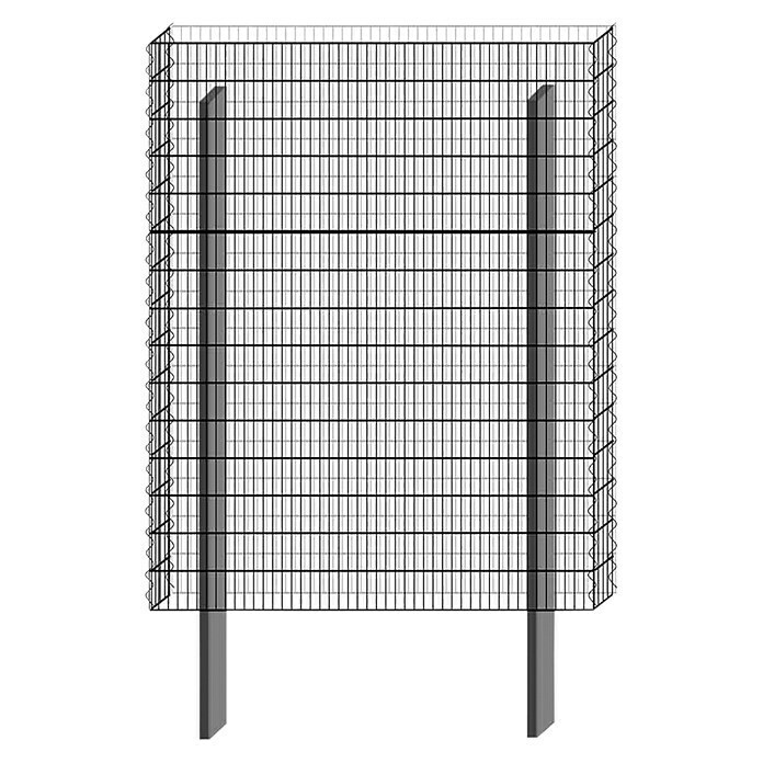 Bellissa Gabione BP-3 Grundbausatz Paravento  (117,8 x 12 x 151 cm, Aluminium, Silber)