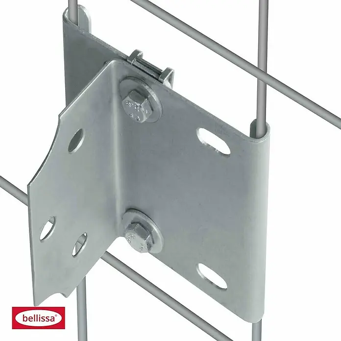 Bellissa Wand- & Pfostenanschlusswinkel - 4,5 x 9,2 cm, Geeignet für: Gabionen - Metallwinkel zur Befestigung von Drahtgitterelementen, ideal für den stabilen Aufbau von Zäunen und Trennwänden.