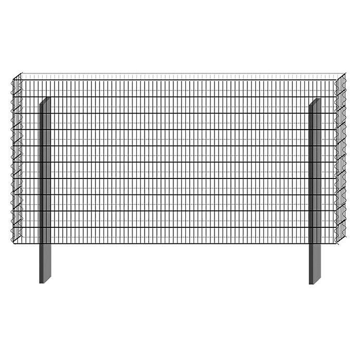 Bellissa Gabione BP-8 Grundbausatz Paravento197,8 x 12 x 100,5 cm, Stahl, Maschenbreite: 25 mm, Maschenhöhe: 100 mm Front View