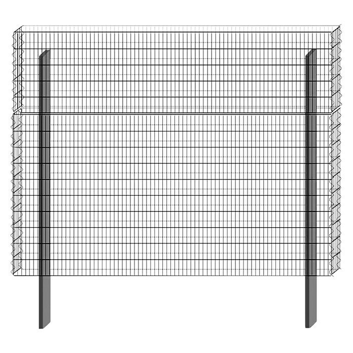 Bellissa Gabione BP-9 Grundbausatz Paravento  (197,8 x 12 x 151 cm, Aluminium, Silber)