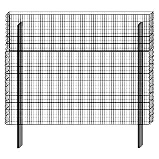 Bellissa Gabione BP-9 Grundbausatz Paravento (197,8 x 12 x 151 cm, Stahl, Maschenbreite: 25 mm, Maschenhöhe: 100 mm)