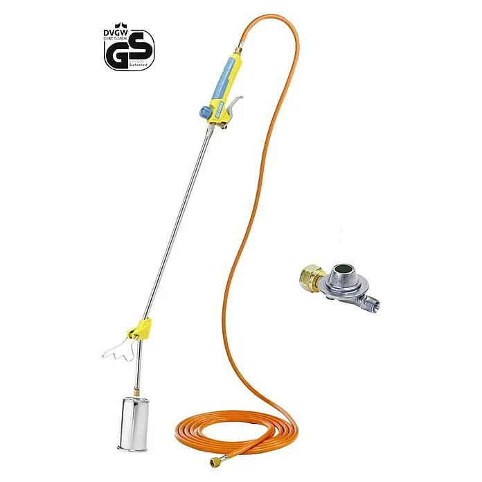 Gloria Unkrautvernichter Thermoflamm bio Professional PLUS Set - Flammtemperatur: 1.000 °C - Gloria Thermoflamm bio Electro Weed burner with hose and adapter for gas cartridge.