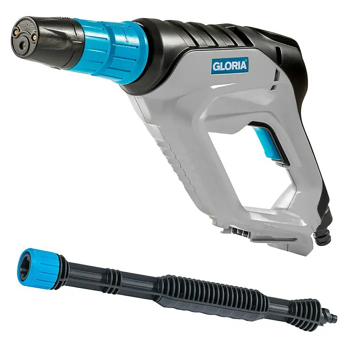 Gloria Power for All 18V Limpiadora a presión Gloria - 18 V, Iones de litio, Sin batería, Presión máx.: 24,9 bar - Una pistola Gloria con lanza, ideal para tareas de limpieza en el jardín. El conjunto es ligero y fácil de usar.