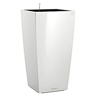Lechuza Pflanzsäule eckig Cubico Premium (Außenmaß (L x B x H): 29,5 x 29,5 x 56,5 cm, Kunststoff, Weiß, Hochglänzend)