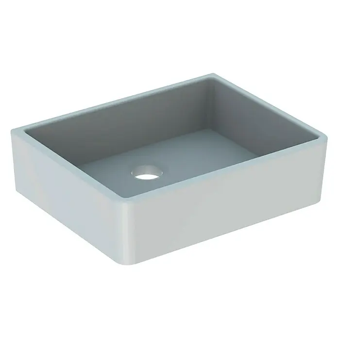 Geberit Spülstein Wohnstätte - 50 x 40 cm, Ohne Überlauf, Weiß - Rechteckiges Keramikspülbecken in modernem Design für Badezimmer oder Küche.
