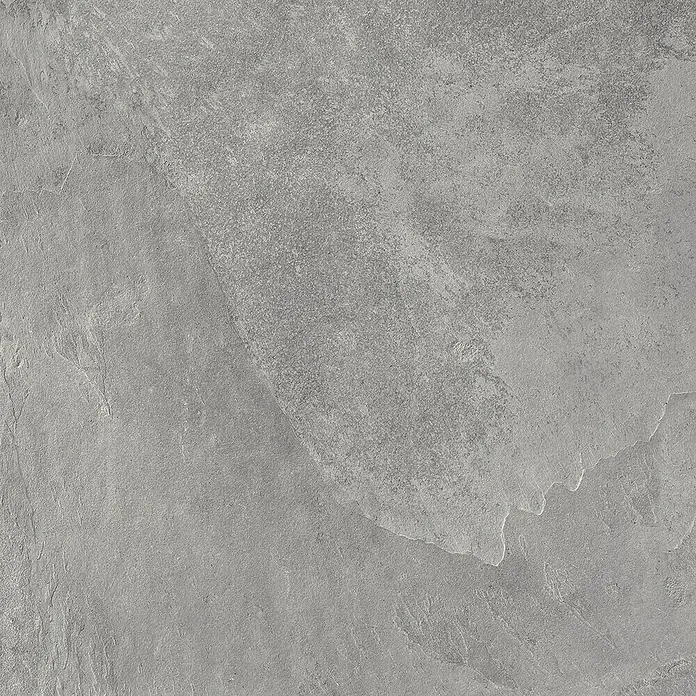 Terrassenfliese Click and Go Ardesia Grey - 60 x 60 cm, Grau, Matt - Nahaufnahme einer grauen Steintexturplatte mit subtilen Mustern und Farbvariationen, ideal für Hintergründe oder Designelemente.