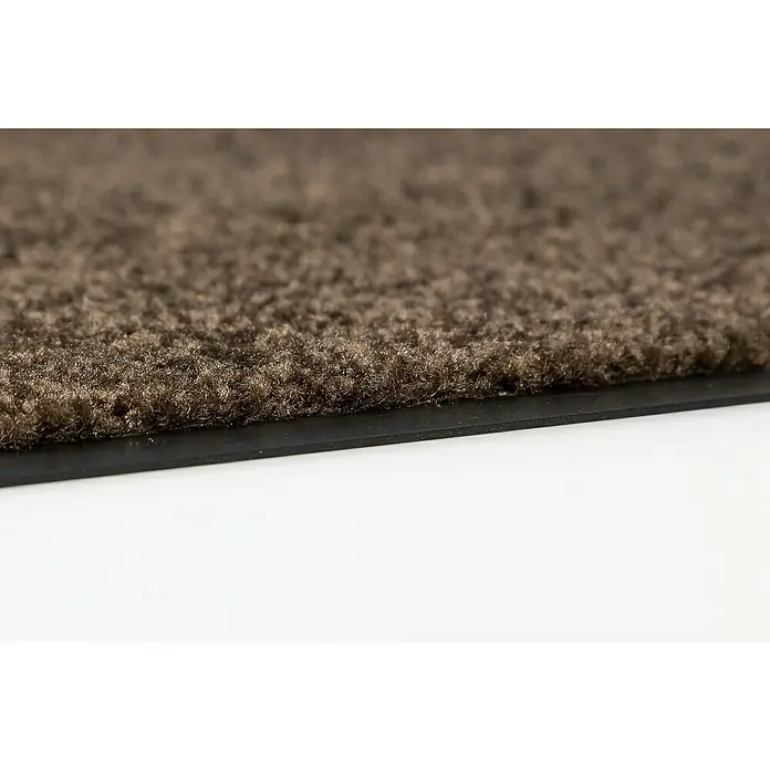 Astra Schmutzfangmatte Proper Tex - Braun, 60 x 90 cm, Material Nutzschicht: 100 % Polyamid - Detailaufnahme einer braunen Fußmatte mit schwarzer Gummibasis, ideal für den Innenbereich.