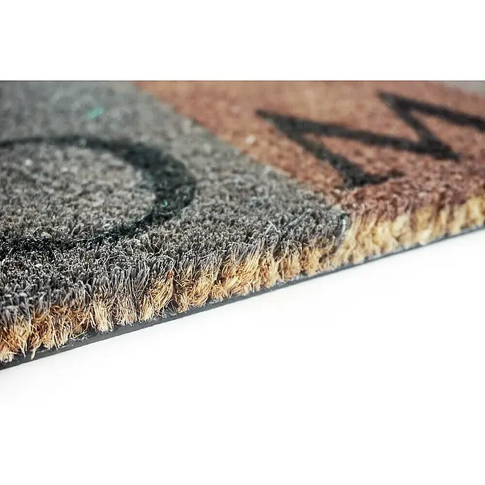 Astra Coco Fußmatte Style - 40 x 60 cm, Bunt, Material Nutzschicht: 100 % Kokos, Home, Kokos - Detailaufnahme einer Fußmatte mit rauer Oberfläche und dunklen Farbakzenten, ideal für den Eingangsbereich.