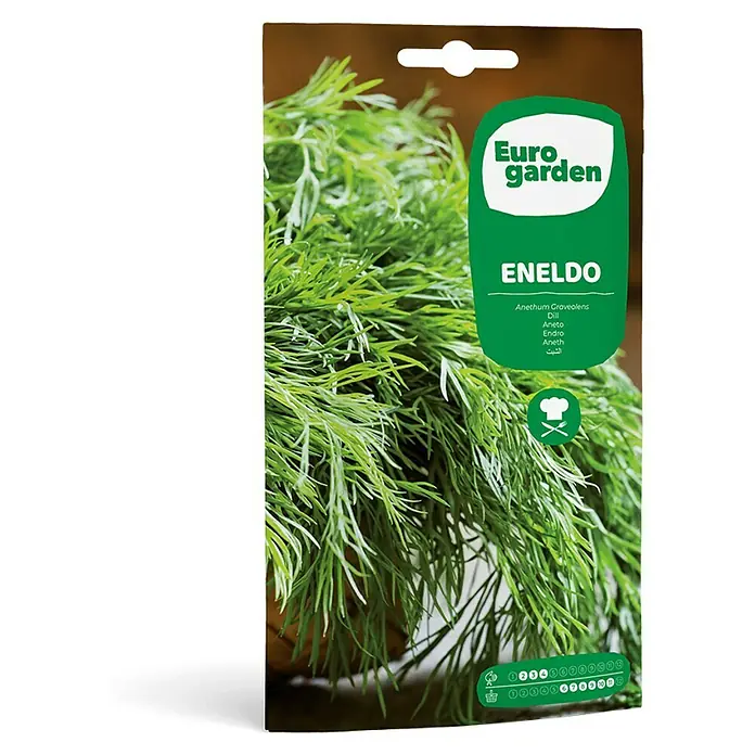 Euro Garden Semillas de hierbas Eneldo - Tiempo de siembra: Febrero, Cosecha: Junio - Paquete de semillas Euro garden 'Eneldo' con motivo de eneldo. Perfecto para cultivar eneldo fresco en el jardín.