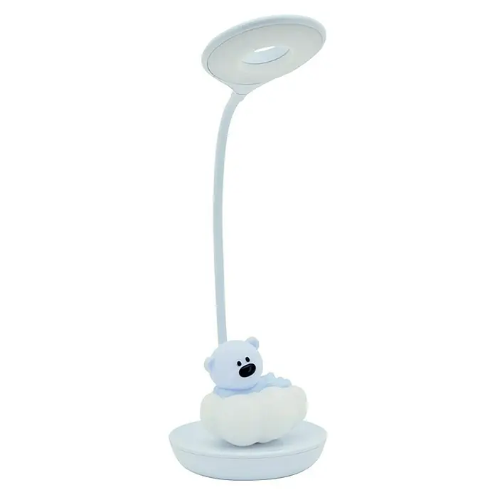 Idp Lampshades Lámpara de sobremesa LED Nestor - 3 W, L x An x Al: 13 x 13 x 22 cm, Azul - Lámpara de escritorio con oso en una nube. Ideal para habitaciones infantiles, proporciona luz cálida y decorativa.