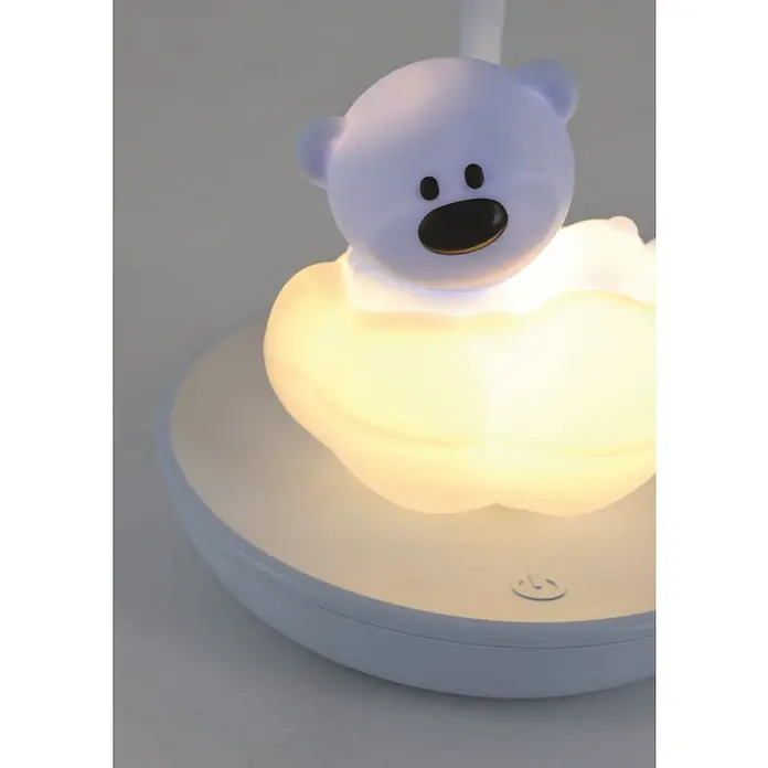 Idp Lampshades Lámpara de sobremesa LED Nestor - 3 W, L x An x Al: 13 x 13 x 22 cm, Azul - Encantadora lámpara de oso que emite una luz cálida y reconfortante. Perfecta como luz de noche en la habitación de los niños, creando un ambiente relajante.