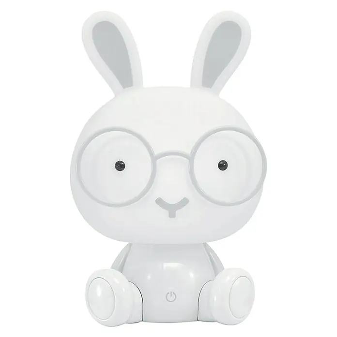 Idp Lampshades Lámpara de sobremesa LED Bunny - 3 W, Ø x Al: 19,5 x 30 cm, Blanco - Adorable lámpara de conejito con gafas, ideal como luz nocturna suave para la habitación de un niño.