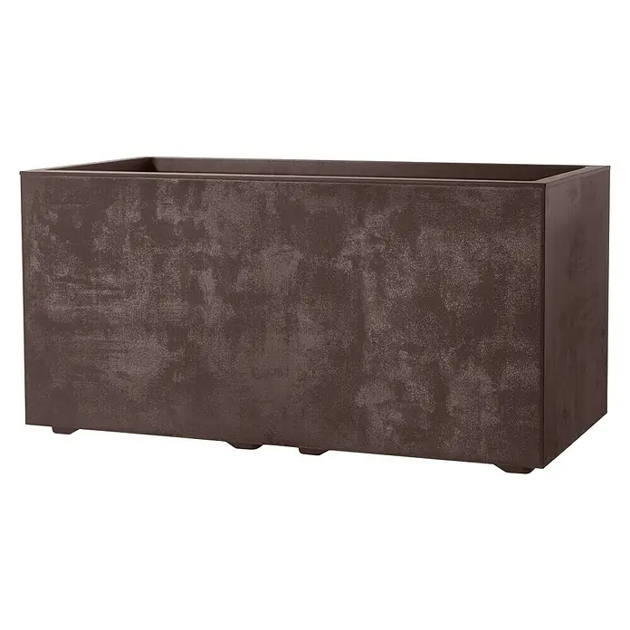 Deroma Millennium Pflanzkasten - Außenmaß (L x B x H): 79 x 39 x 39 cm, Kunststoff, Brownstone, Mit Bewässerungssystem - Rechteckiger Pflanzkasten in dunkler Rostoptik. Der Pflanzkübel ist ideal für Garten, Terrasse und Balkon. Robuster Kunststoff sorgt für Langlebigkeit.