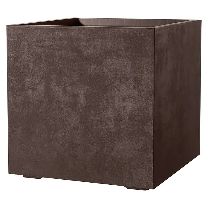 Deroma Millennium Pflanzkübel eckig - L x B x H: 49 x 49 x 49 cm, Kunststoff, Brownstone - Quadratischer Pflanzkübel in Braun mit rauer Textur, ideal für Innen- und Außenbereiche. Ein stilvolles Gefäß für Pflanzen aller Art.
