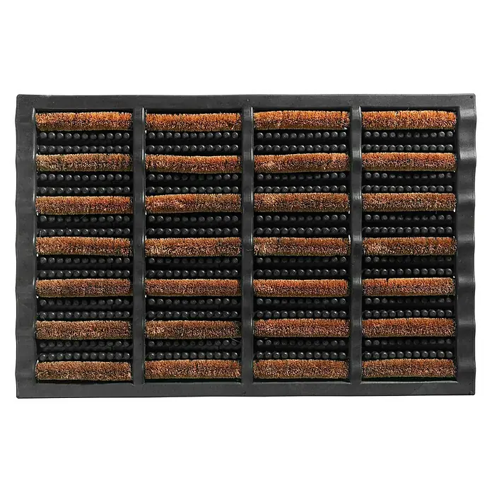 Astra Fußmatte Rimini - Materialmix, Schwarz/Natur, 40 x 60 cm - Strapazierfähige Fußmatte mit Kokosfasern und Gummiprofil für den Eingangsbereich. Ideal für Sauberkeit und einladendes Ambiente.