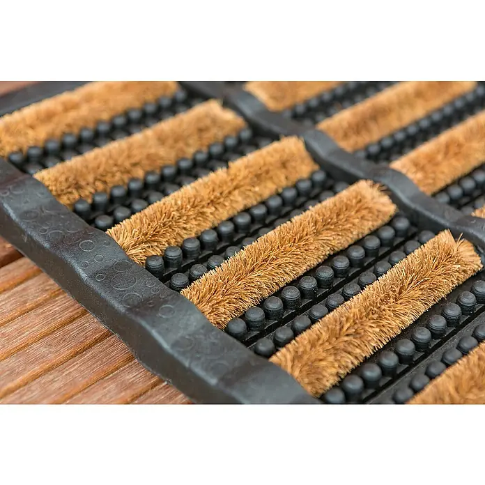 Astra Fußmatte Rimini - Materialmix, Schwarz/Natur, 40 x 60 cm - Fußabtreter aus Kokosfaser mit robustem Rahmen für Sauberkeit im Eingangsbereich. Praktischer Schmutzfänger für den Innen- und Außenbereich.