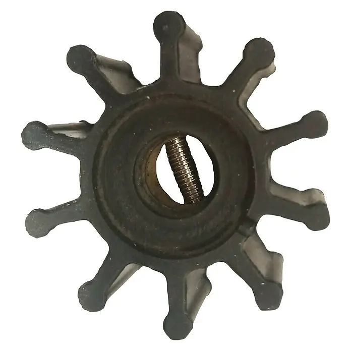 Impeller - Ø x L: 51,8 x 22 mm, Wellendurchmesser: 12,17 mm - Schwarzes Impellerrad mit Rotor im Inneren, ein typisches Ersatzteil für Pumpen oder Motoren, ideal für Wartungsarbeiten.