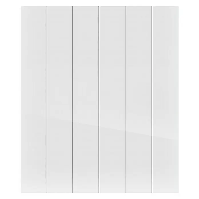 HJM Emisor térmico Ava - 1.000 W, Blanco, 7,5 x 50,4 x 50 cm, Cerámico - Puerta de panel blanca con cinco paneles verticales. El diseño minimalista y el acabado liso la hacen ideal para interiores modernos.