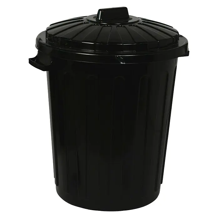 Keter Cubo de basura con tapa - 70 l, Negro - Cubo de basura negro con tapa, perfecto para el hogar o el jardín. Resistente y duradero, mantiene los residuos seguros y limpios.