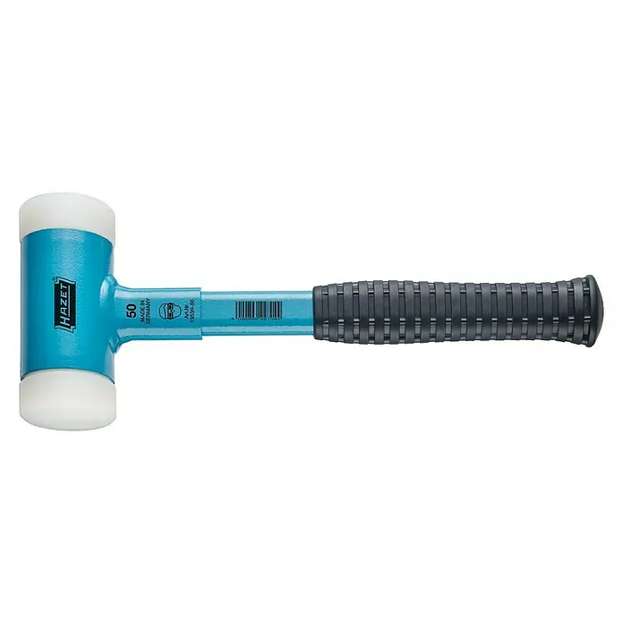 Hazet Schonhammer - Durchmesser Kopf: 50 mm - HAZET Schonhammer mit weißen Schlagflächen und blauem Stiel. Ein robustes Werkzeug für präzise Arbeiten ohne Beschädigungen.