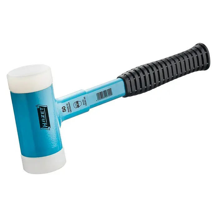 Hazet Schonhammer - Durchmesser Kopf: 50 mm - Hazet Schonhammer mit blauem Griff und weißen Schlagköpfen. Ideal für schonende Arbeiten.