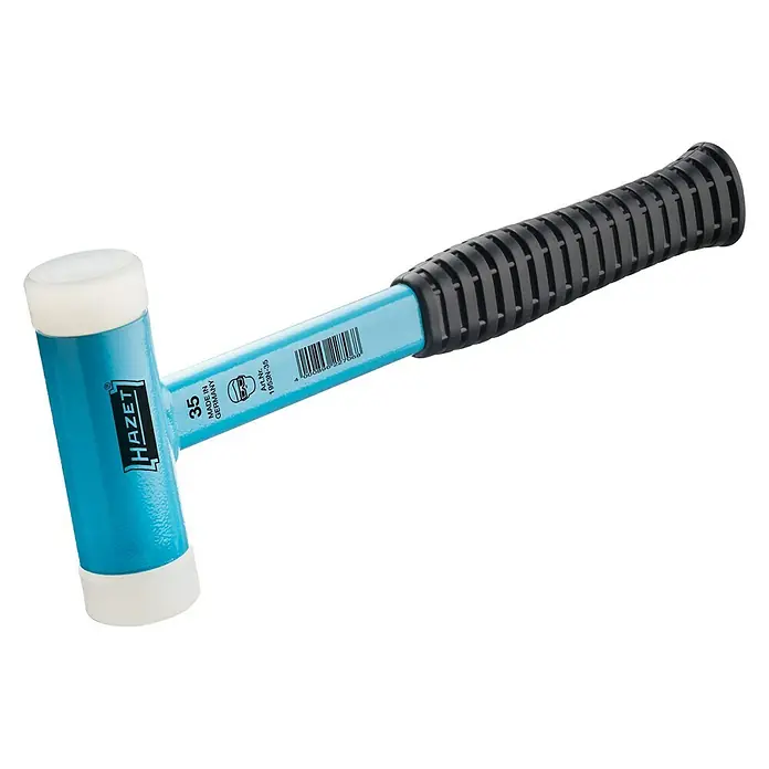 Hazet Schonhammer - Durchmesser Kopf: 35 mm - HAZET Schonhammer 1953H-35 mit blauer Lackierung, weißen Schlagflächen und schwarzem Griff für präzise Arbeiten ohne Materialbeschädigung.