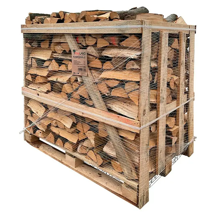 Fireland Kaminholz Raummeter - Buche, Länge Holzscheit: 25 cm - 33 cm - Palettenweise gestapeltes Kaminholz, sicher verpackt für den Transport, ideal zum Heizen.