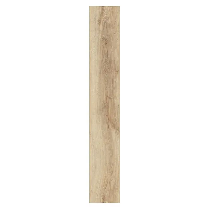 LOGOCLIC Ambienta Laminatmuster Honig Eiche - 297 x 195 x 1 mm, Landhausdiele - Detailaufnahme einer hellen Holzfliese mit natürlicher Maserung, ideal für moderne Boden- und Wandgestaltungen.