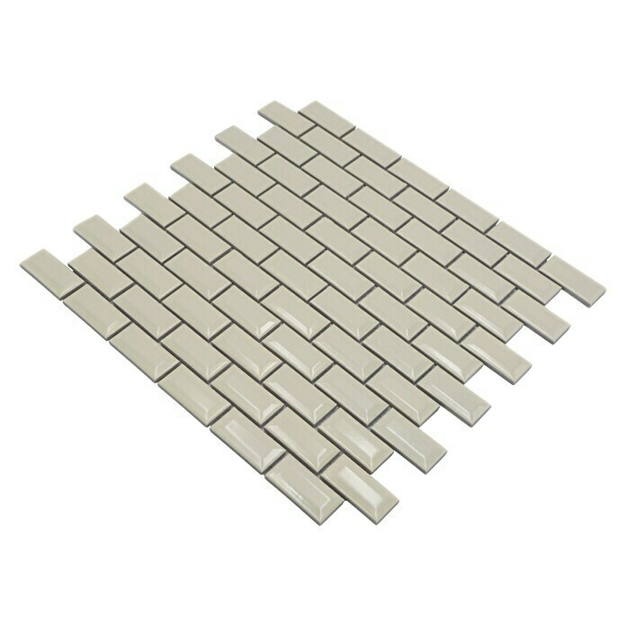 Mosaikfliese Brick Bond Diamond CBI 110 (30 x 30 cm, Elfenbein, Glänzend)