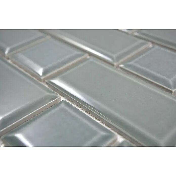 Mosaikfliese Metro Uni CG M06PM - 29,4 x 29,1 cm, Petrol, Glänzend - Detailaufnahme