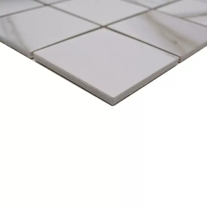 Mosaikfliese Quadrat Calacatta CIM Q73 CT - 30,6 x 30,6 cm, Braun/Beige/Weiß, Matt - Detailaufnahme