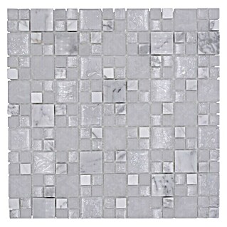 Mosaikfliese Crystal Mix XIC K1411 (30,5 x 30,5 cm, Weiß/Grau, Glänzend)