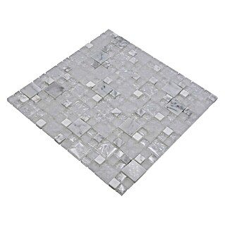 Mozaik pločica Crystal Mix XIC K1411 (30,5 x 30,5 cm, Bijelo-sive boje, Sjaj)